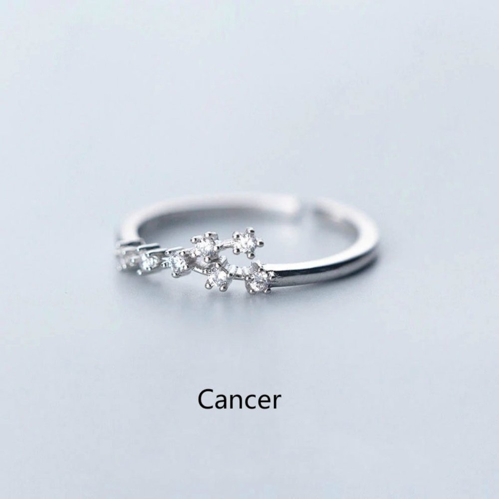925 Sterling Silver Zodiac Resizable Ring-Cancer